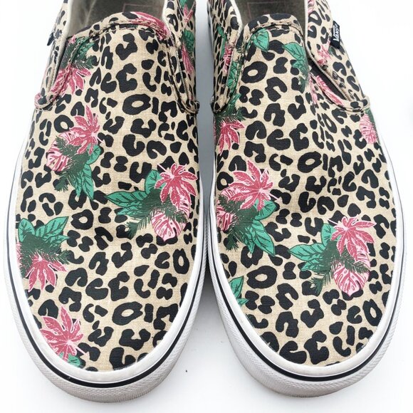 VANS Asher Palm Leopard Print Floral Slip On Sneakers Womens 8.5 - Picture 6 of 11